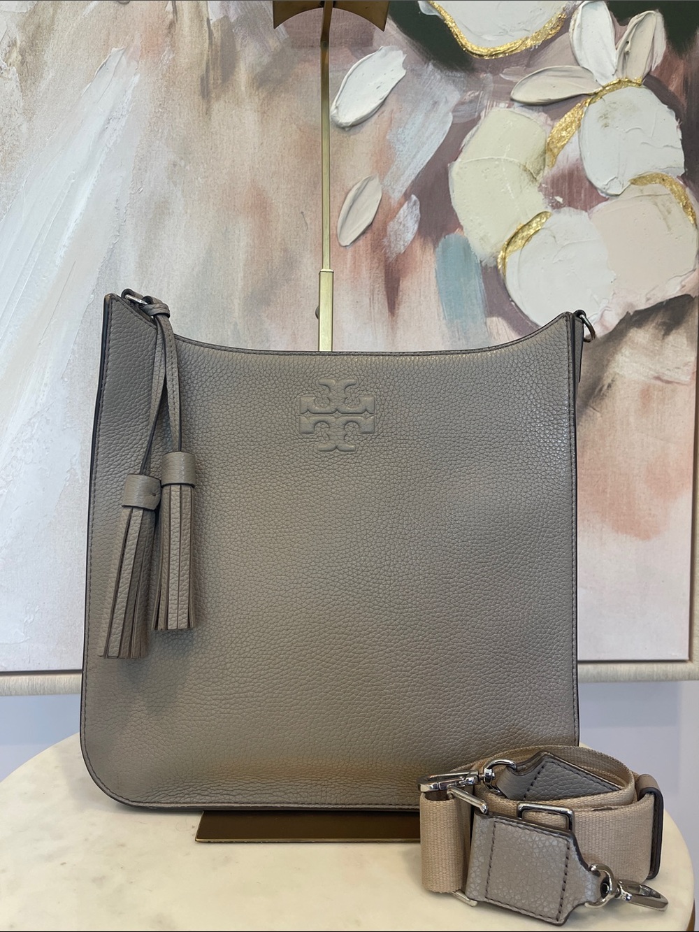 Tory Burch Large Thea Pebbled Leather Crossbody Bag